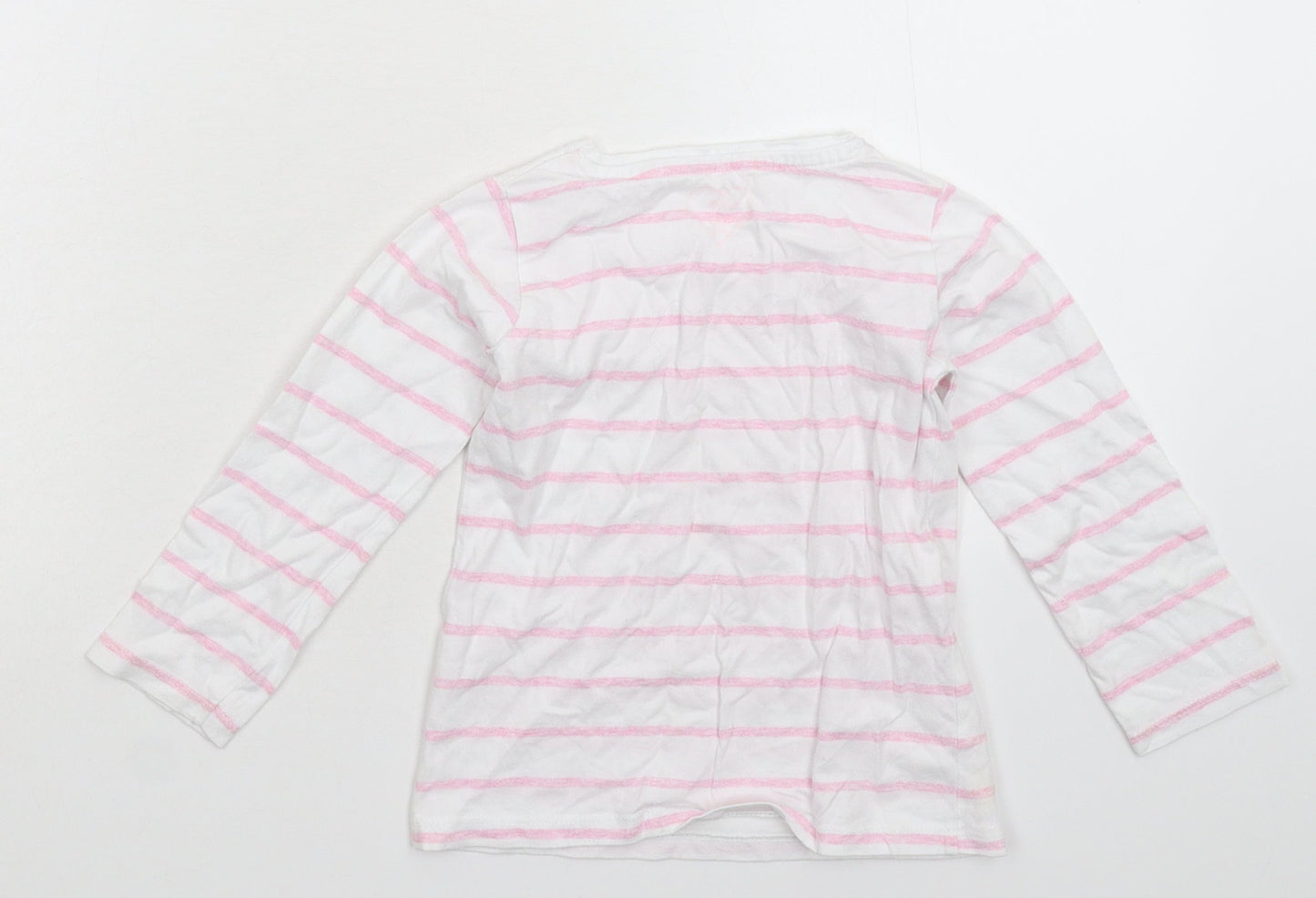 E-vie Girls White Striped  Basic T-Shirt Size 3 Years