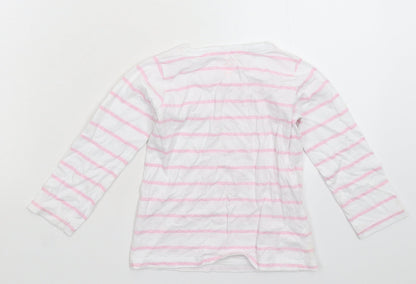 E-vie Girls White Striped  Basic T-Shirt Size 3 Years