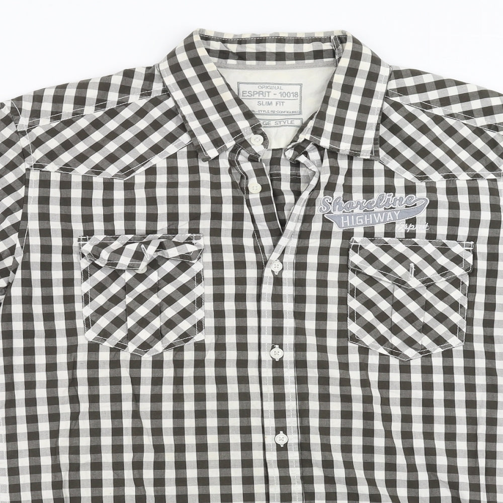 Mens UK Size L Esprit Green  Button-Up Short Sleeve Casual Shirt