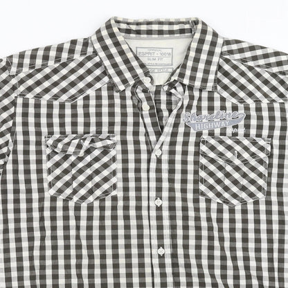 Mens UK Size L Esprit Green  Button-Up Short Sleeve Casual Shirt