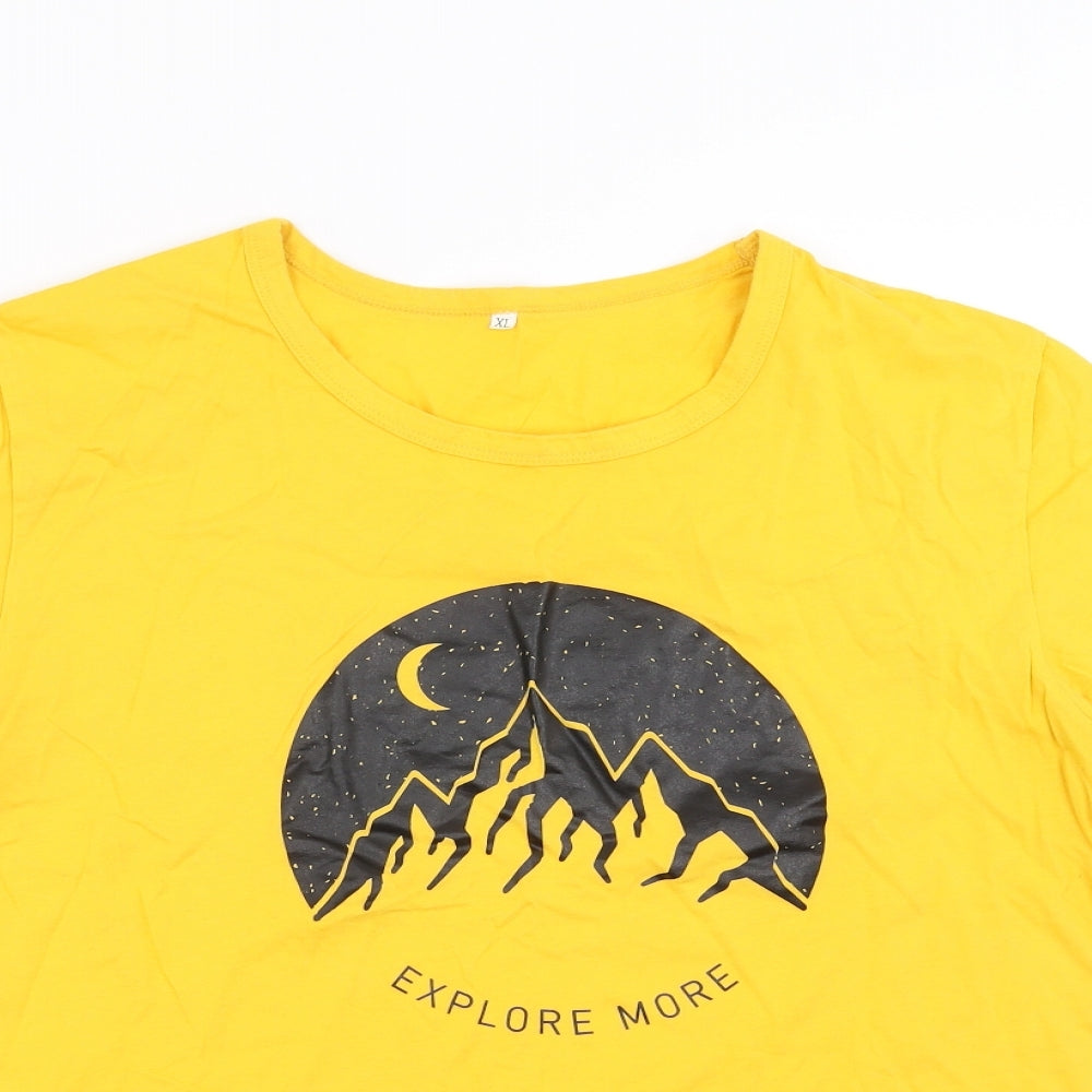 Womens UK Size XL Preworn Yellow Basic T-Shirt