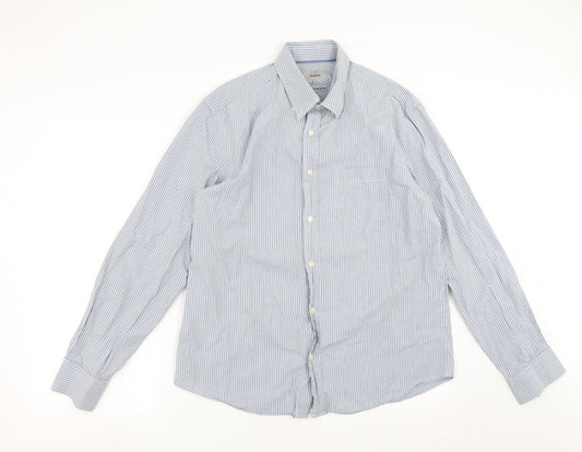 Mens UK Size L Marks and Spencer Blue  Button-Up Long Sleeve Casual Shirt