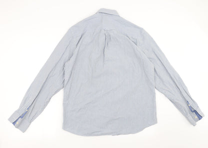 Mens UK Size L Marks and Spencer Blue  Button-Up Long Sleeve Casual Shirt