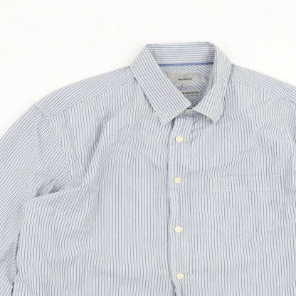 Mens UK Size L Marks and Spencer Blue  Button-Up Long Sleeve Casual Shirt