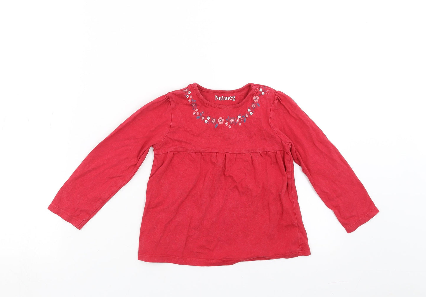 Nutmeg Girls Red Floral  Basic T-Shirt Size 2-3 Years