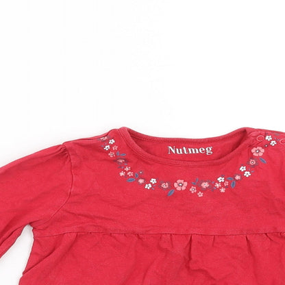 Nutmeg Girls Red Floral  Basic T-Shirt Size 2-3 Years