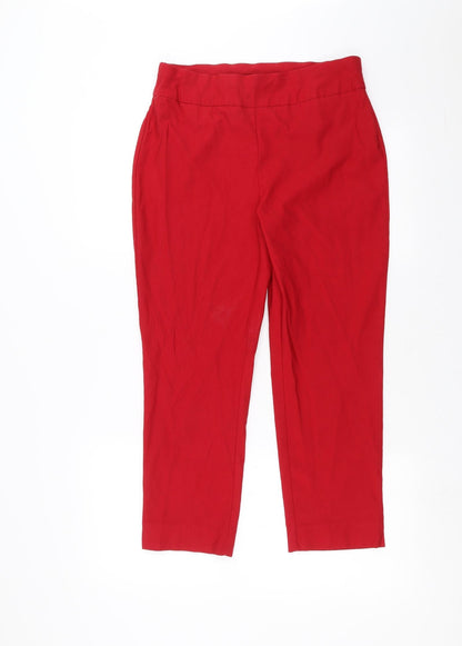 Chicos Womens Red   Cropped Trousers Size S L23 in