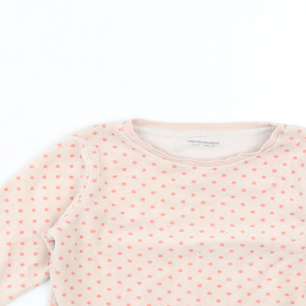 Vertbaudet Girls Pink Polka Dot  Pullover Jumper Size 5 Years
