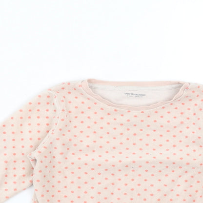 Vertbaudet Girls Pink Polka Dot  Pullover Jumper Size 5 Years