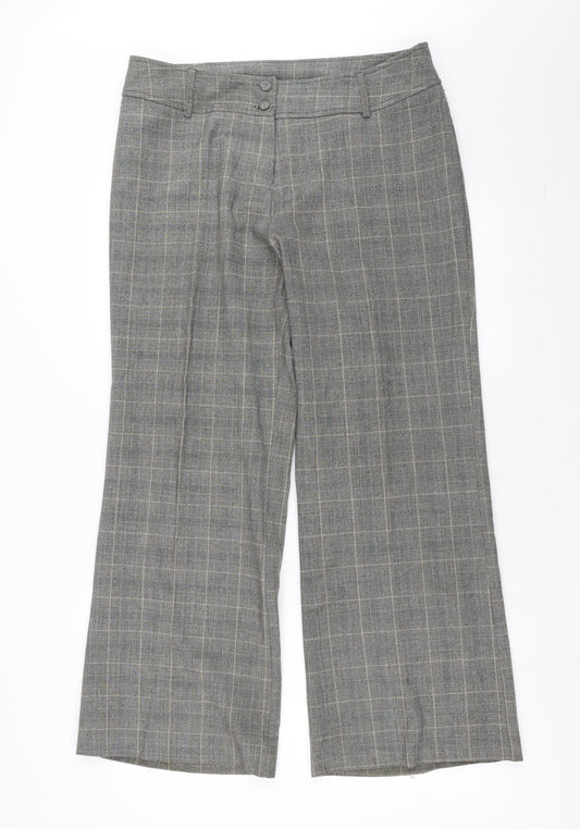 Ellie Louise Womens Grey Check  Trousers  Size 16 L29 in