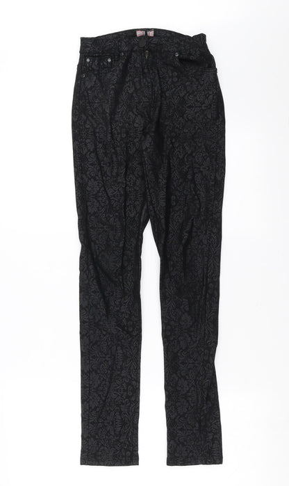 Ribbon Womens Black Floral  Trousers  Size 8 L29 in