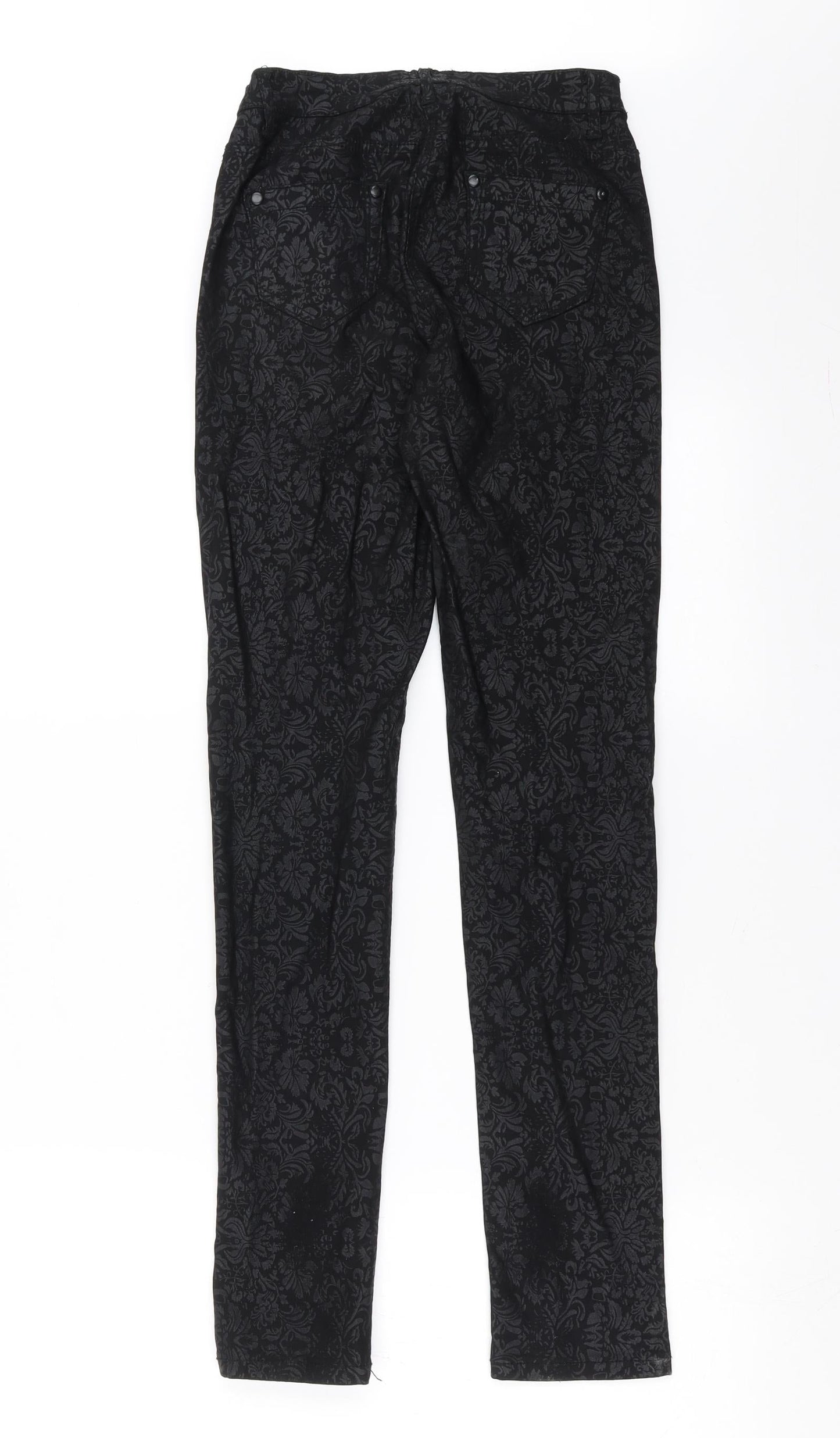 Ribbon Womens Black Floral  Trousers  Size 8 L29 in