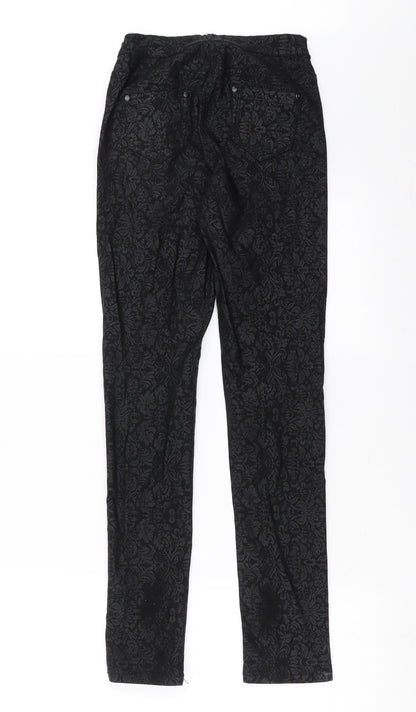 Ribbon Womens Black Floral  Trousers  Size 8 L29 in