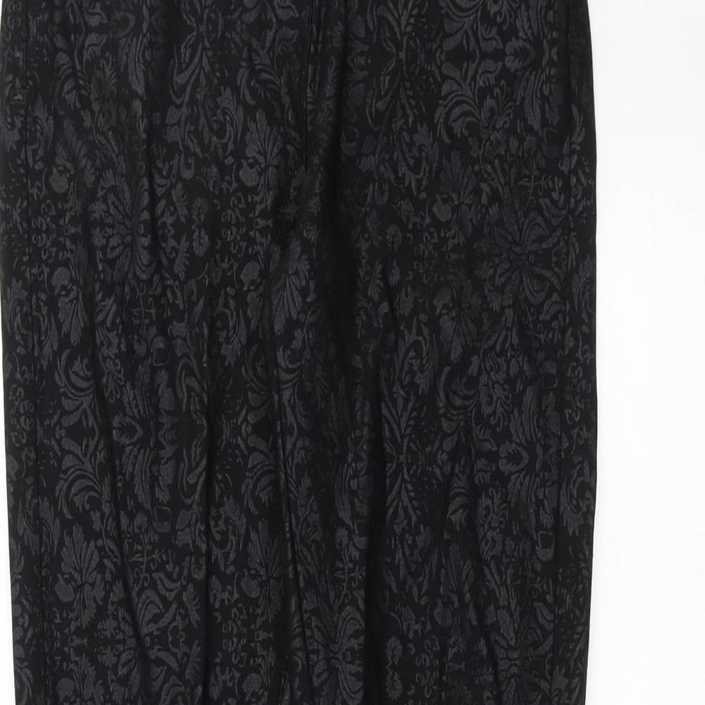 Ribbon Womens Black Floral  Trousers  Size 8 L29 in