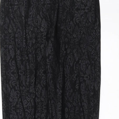 Ribbon Womens Black Floral  Trousers  Size 8 L29 in