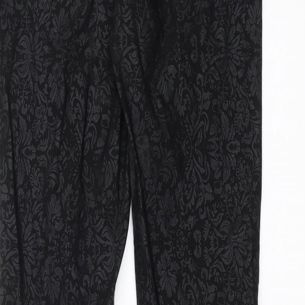 Ribbon Womens Black Floral  Trousers  Size 8 L29 in