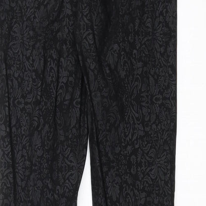 Ribbon Womens Black Floral  Trousers  Size 8 L29 in