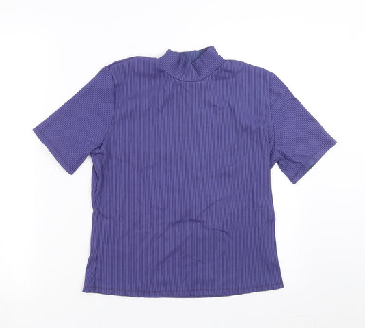 George Womens Purple Striped  Basic Blouse Size 14
