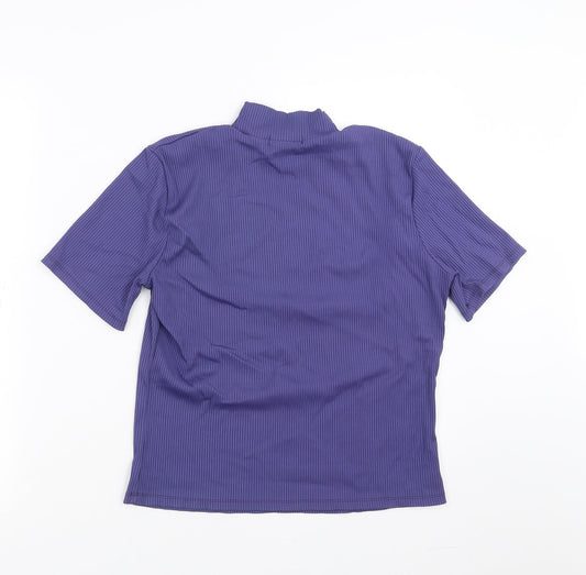 George Womens Purple Striped  Basic Blouse Size 14