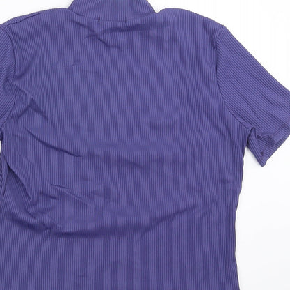 George Womens Purple Striped  Basic Blouse Size 14