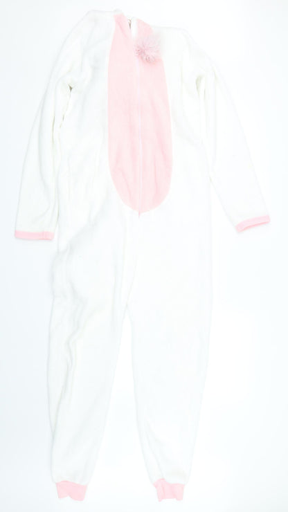 Love to lounge Girls White Animal Print Fleece Capri One Piece Size XS  - Unicorn