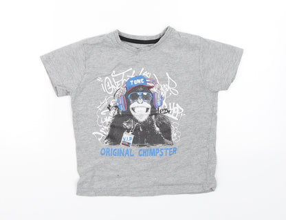 Primark Boys Grey   Basic T-Shirt Size 4-5 Years