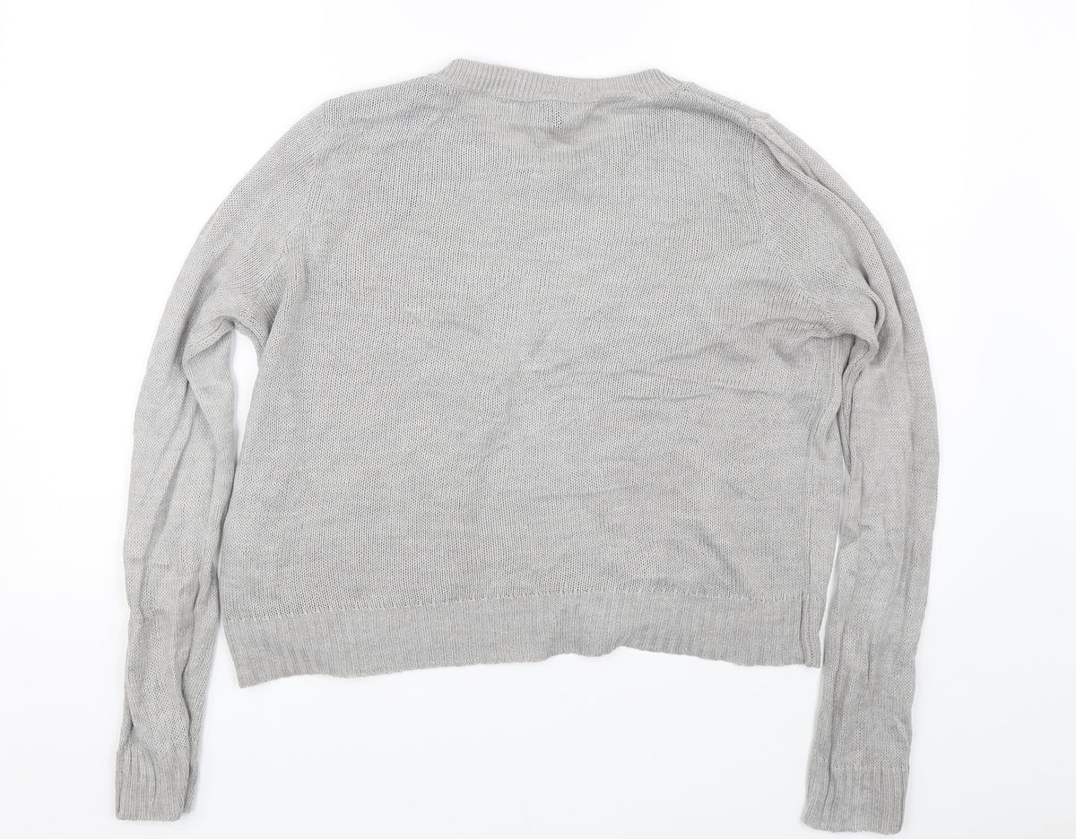 H&M Womens Grey  Knit Pullover Jumper Size M