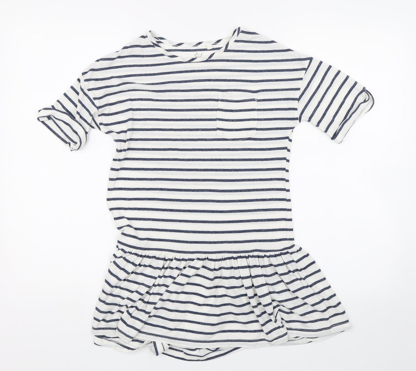 NEXT Girls White Striped  T-Shirt Dress  Size 9 Years