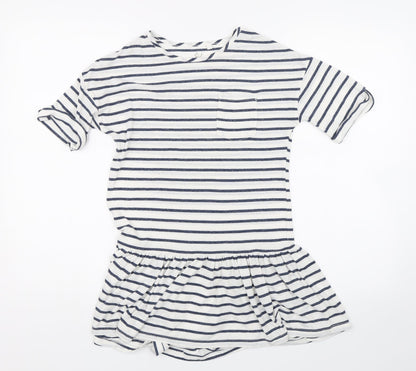 NEXT Girls White Striped  T-Shirt Dress  Size 9 Years