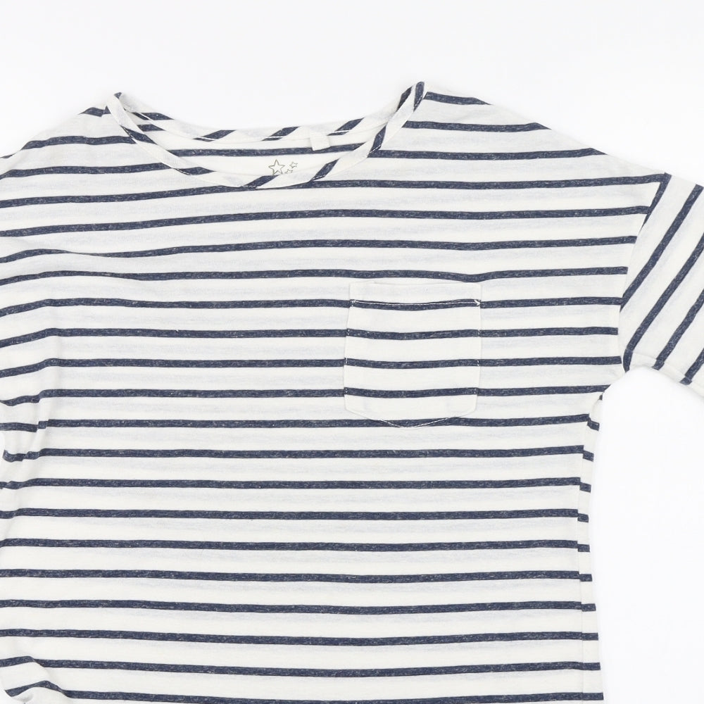 NEXT Girls White Striped  T-Shirt Dress  Size 9 Years
