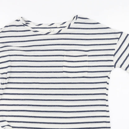 NEXT Girls White Striped  T-Shirt Dress  Size 9 Years