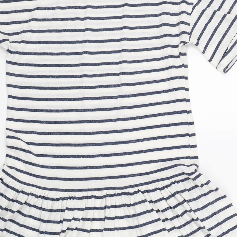 NEXT Girls White Striped  T-Shirt Dress  Size 9 Years