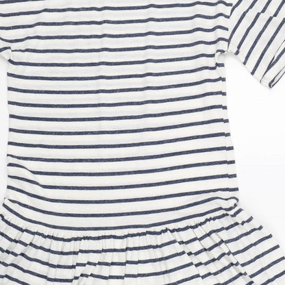 NEXT Girls White Striped  T-Shirt Dress  Size 9 Years