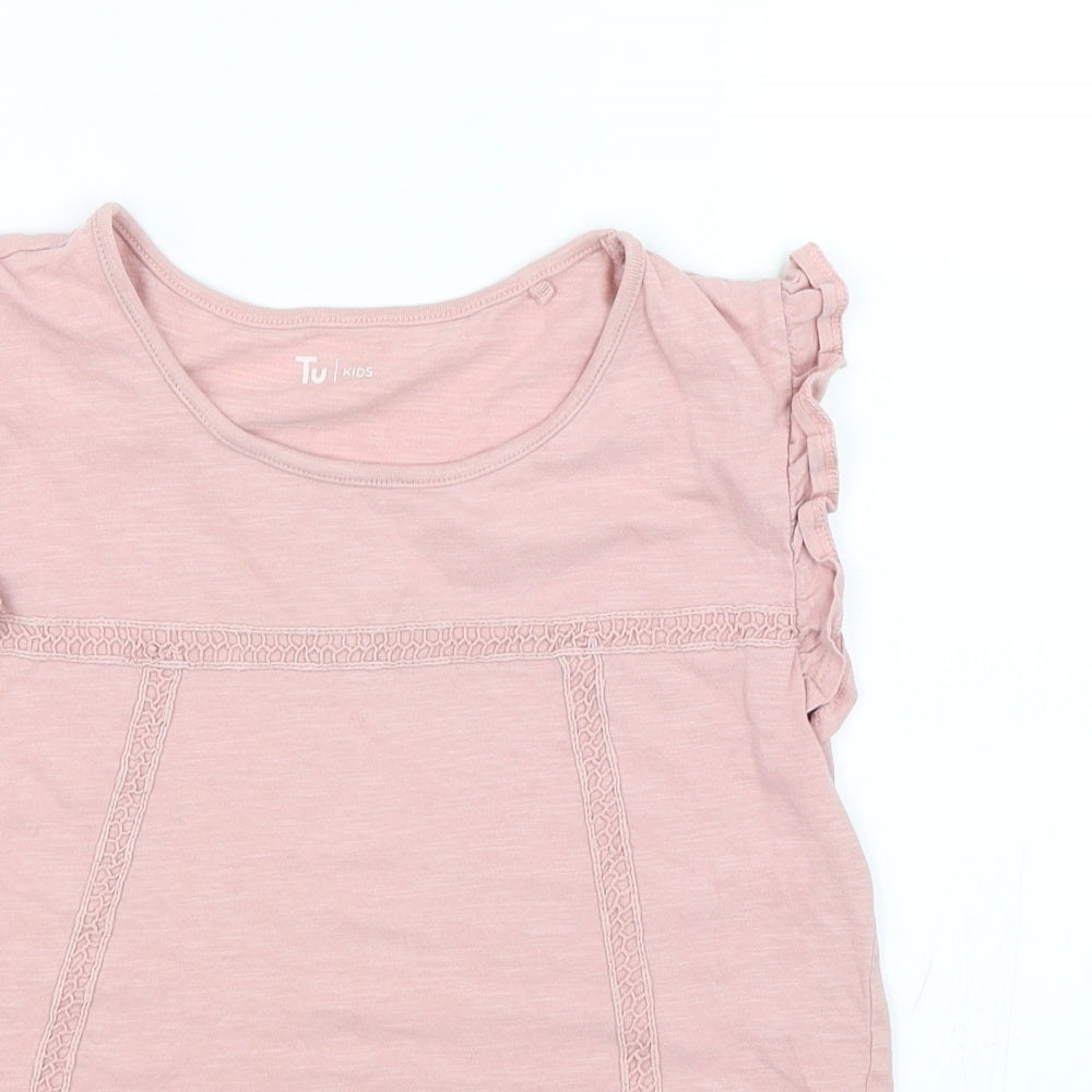 Close-up detail of Tu girls’ pink basic casual, size 10-11, years