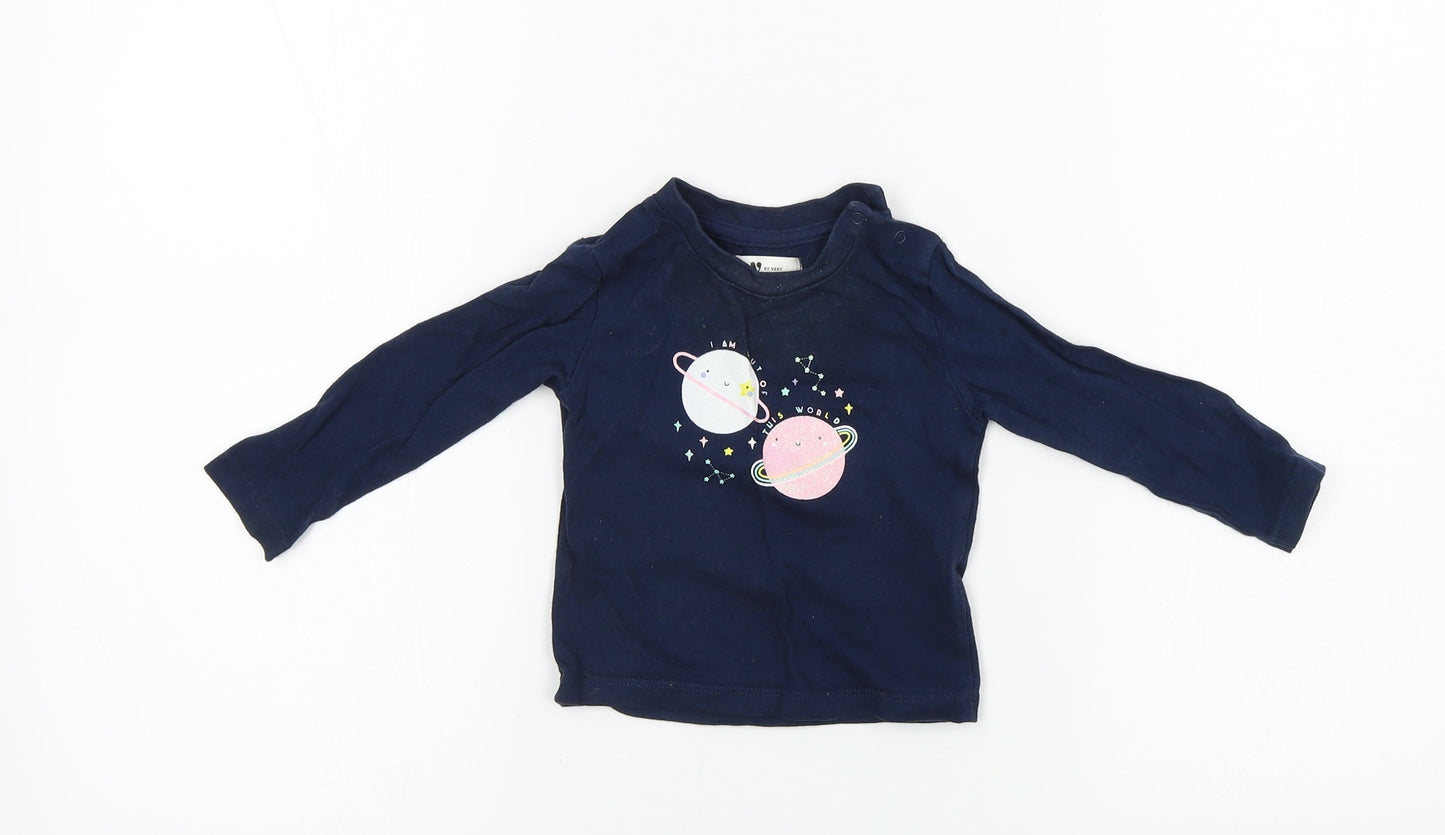 Very Girls Blue   Basic T-Shirt Size 6-9 Months