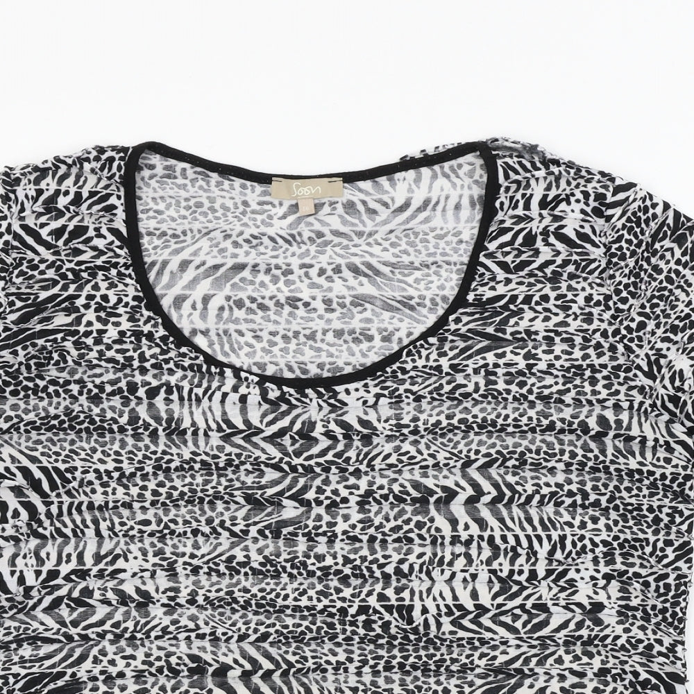 Womens UK Size 16 Soon Black Basic T-Shirt