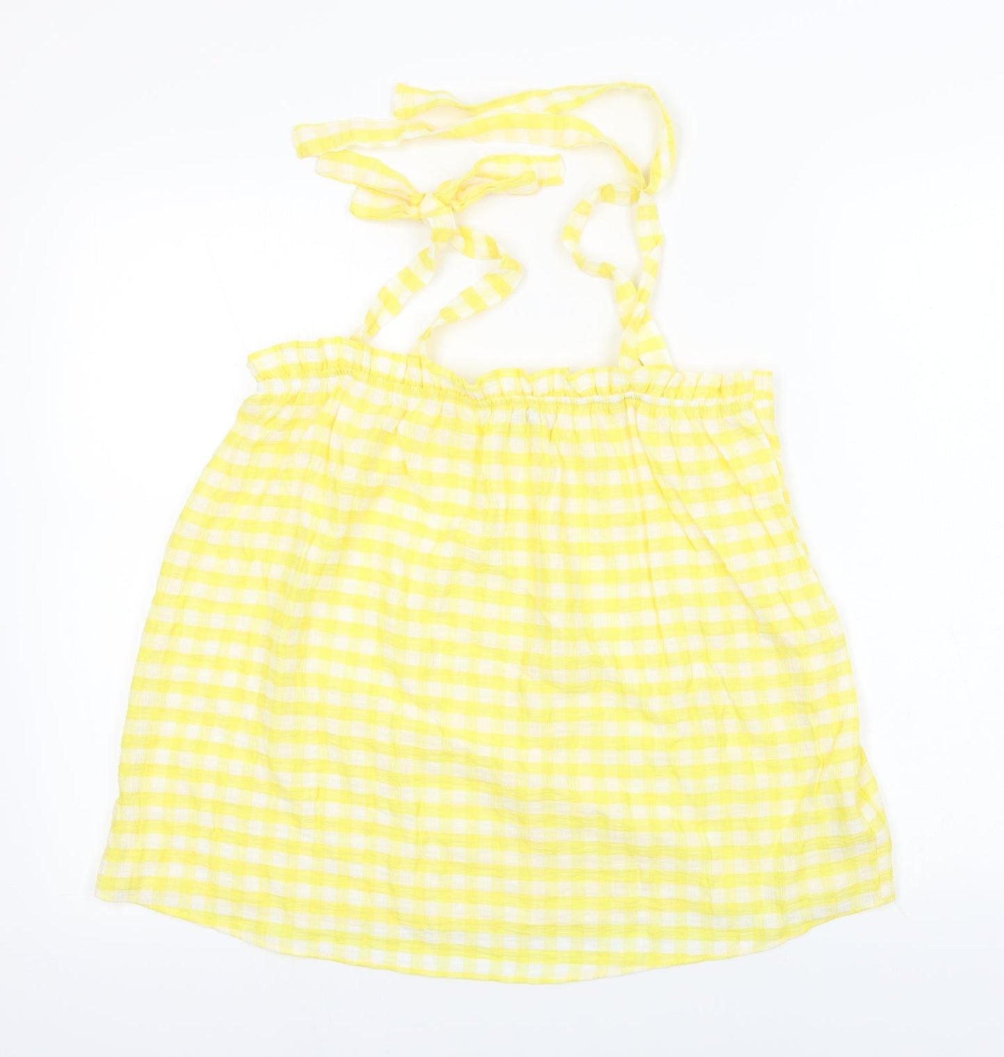 George  Womens Yellow Check  Basic T-Shirt Size 10