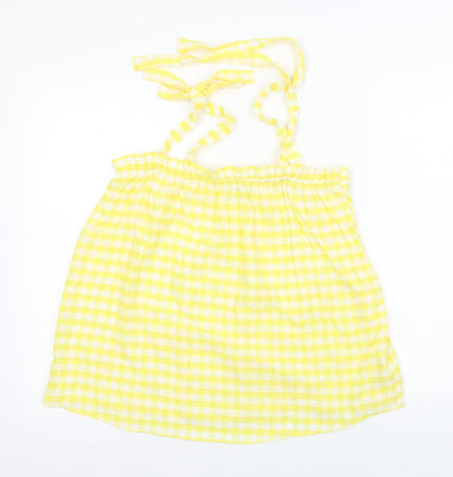 George  Womens Yellow Check  Basic T-Shirt Size 10