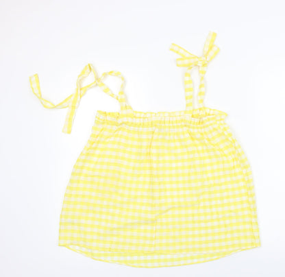 George  Womens Yellow Check  Basic T-Shirt Size 10