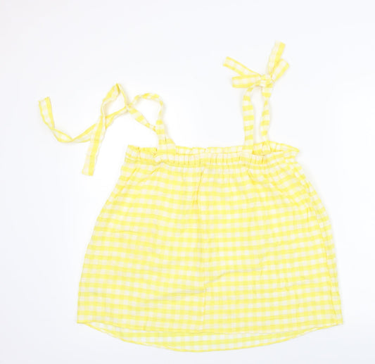 George  Womens Yellow Check  Basic T-Shirt Size 10