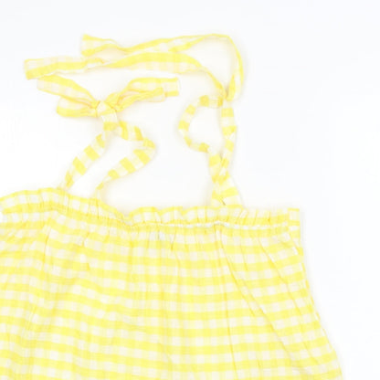 George  Womens Yellow Check  Basic T-Shirt Size 10