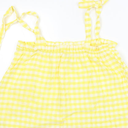 George  Womens Yellow Check  Basic T-Shirt Size 10