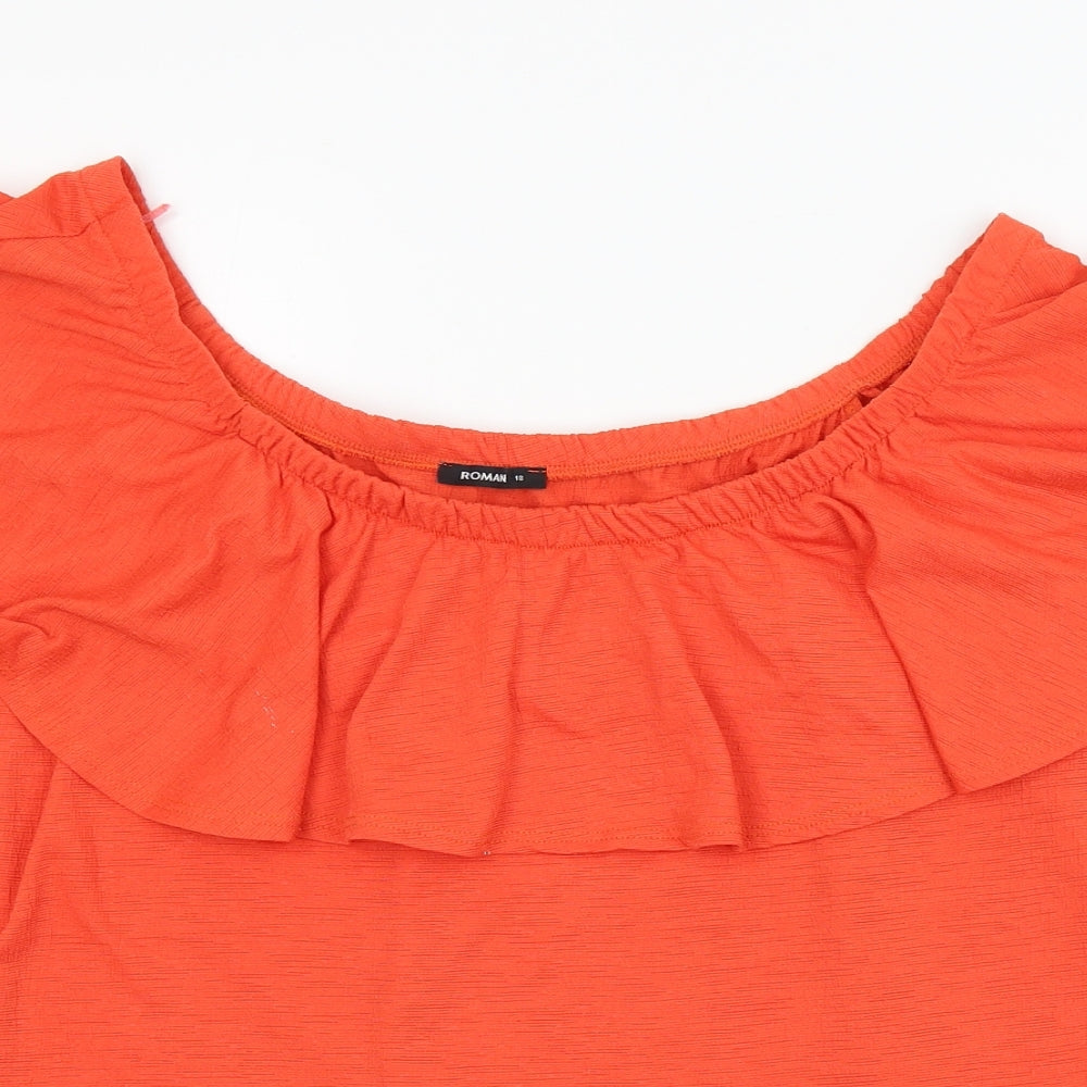 Womens UK Size 18 Roman Orange Basic T-Shirt