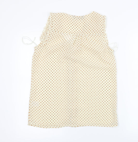 F&F  Womens Beige Polka Dot  Basic Button-Up Size 8