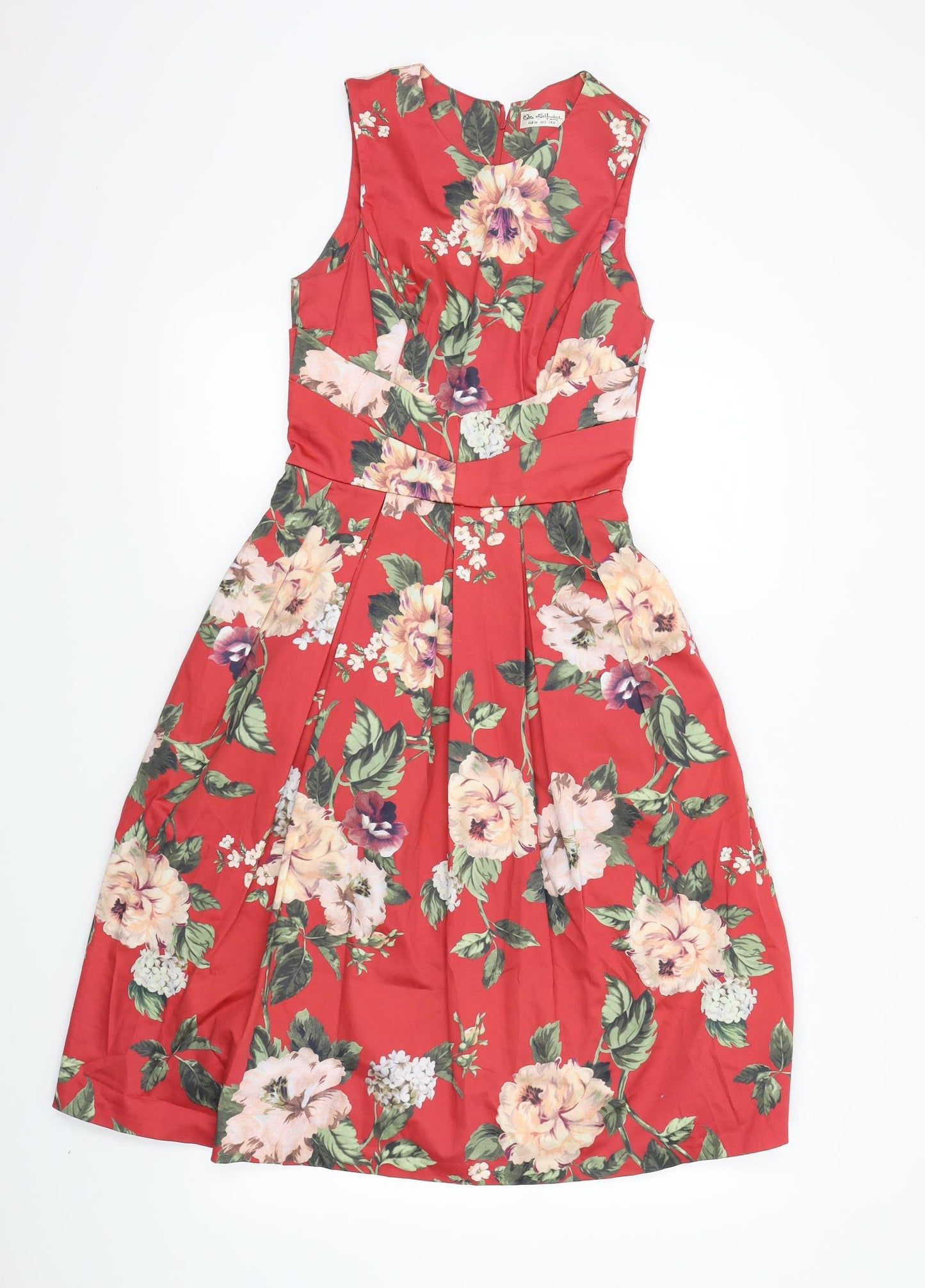 Miss Selfridge Womens Red Floral  Fit & Flare  Size 6