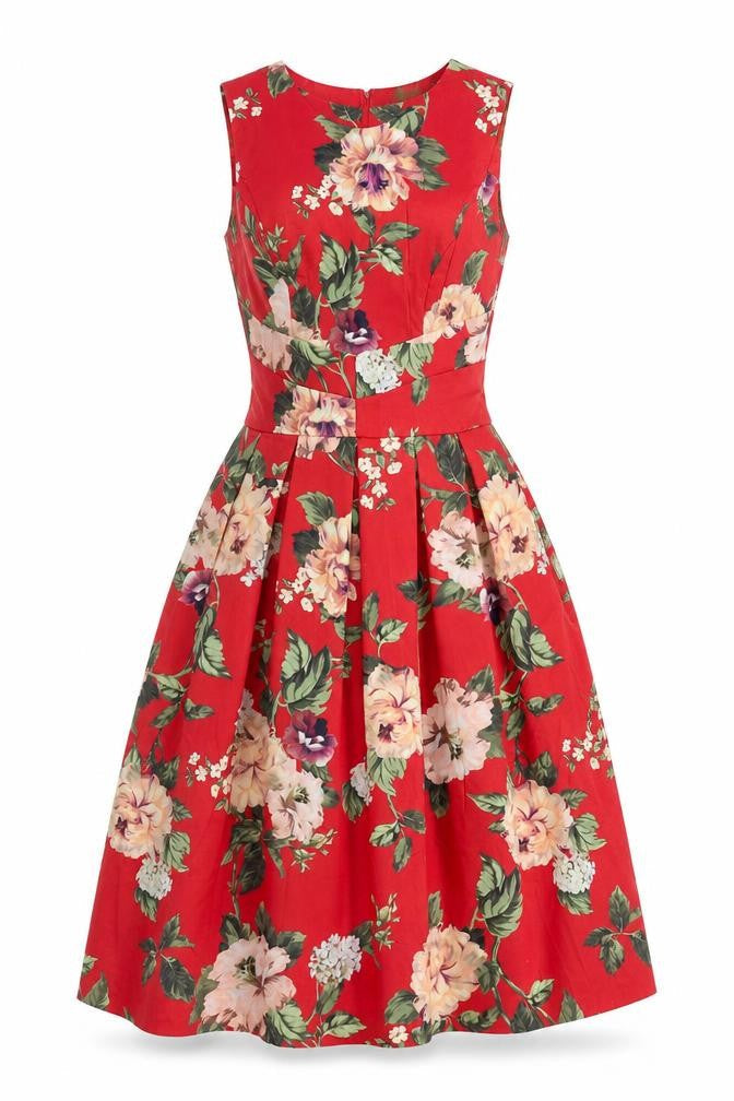 Miss Selfridge Womens Red Floral  Fit & Flare  Size 6
