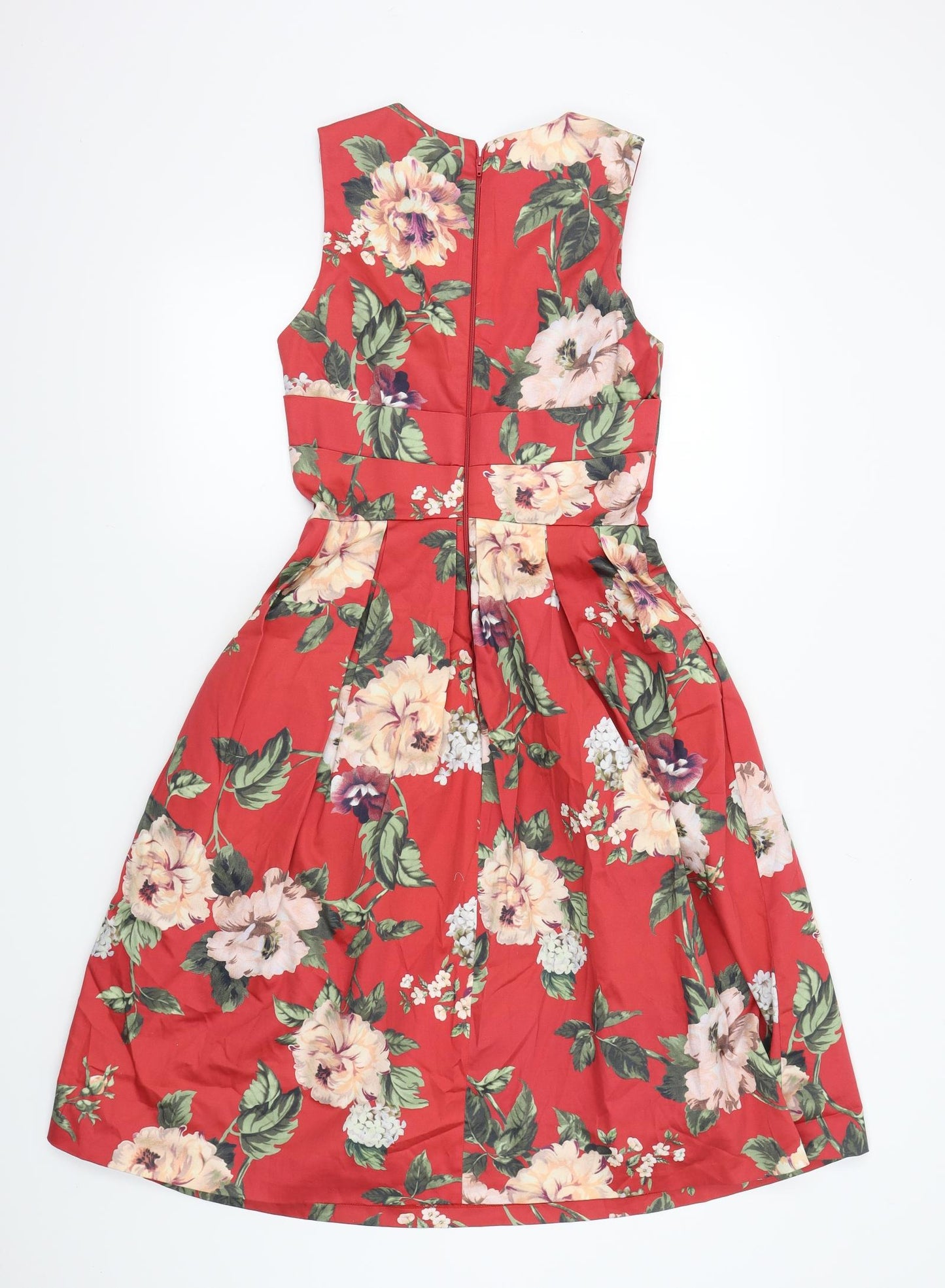 Miss Selfridge Womens Red Floral  Fit & Flare  Size 6
