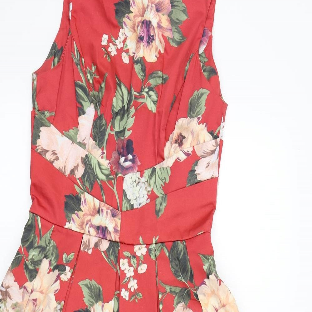 Miss Selfridge Womens Red Floral  Fit & Flare  Size 6
