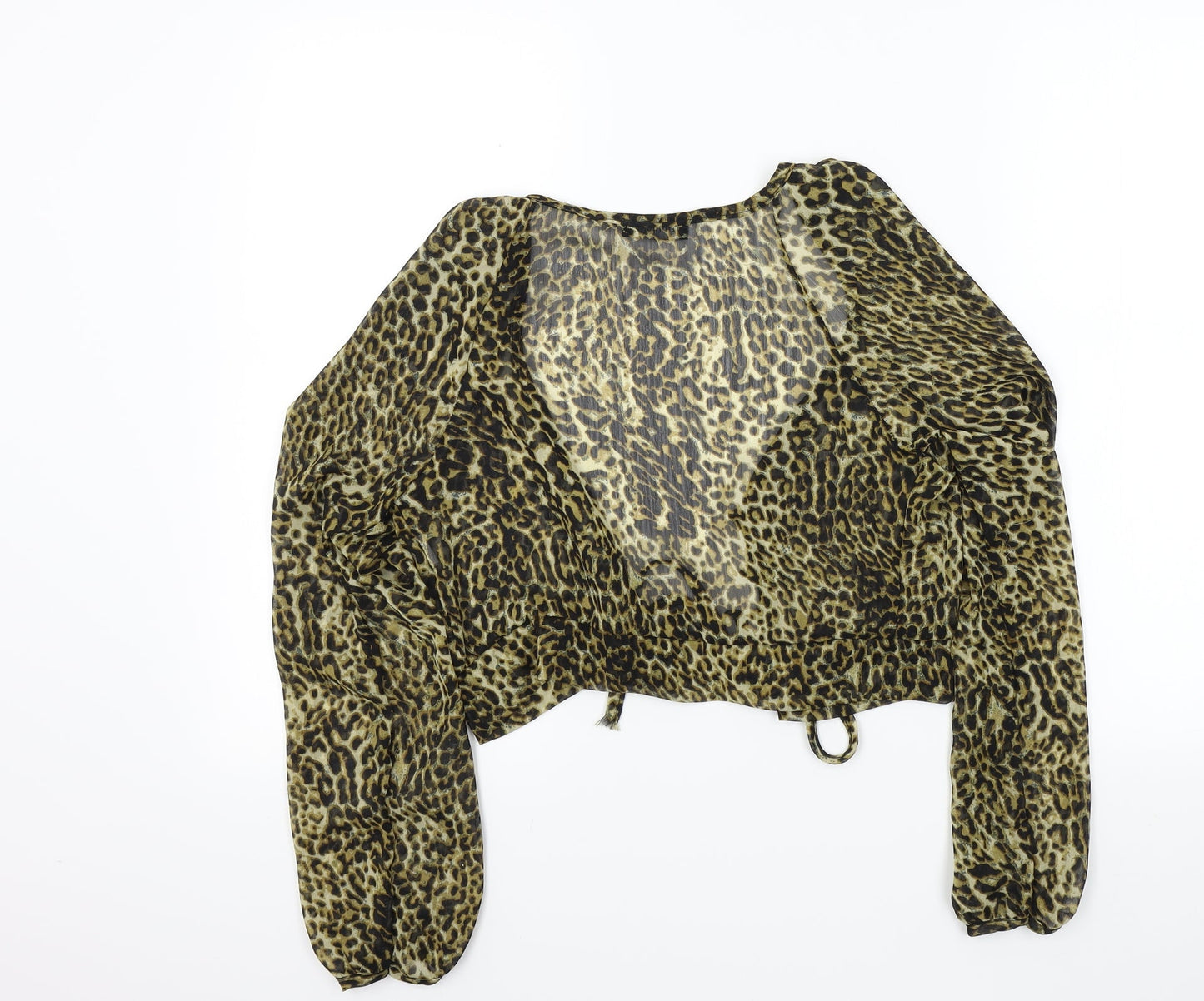 PRETTYLITTLETHING Womens Brown Animal Print  Basic Blouse Size 8