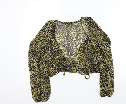 PRETTYLITTLETHING Womens Brown Animal Print  Basic Blouse Size 8